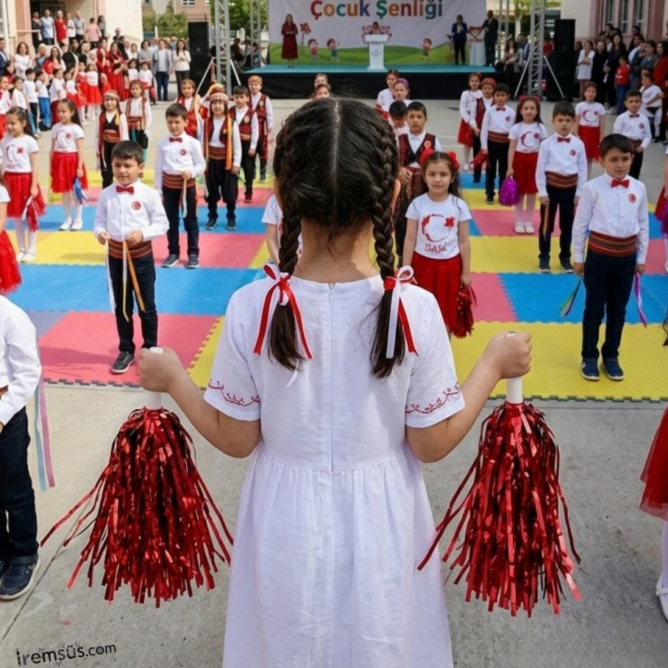 Kırmızı Pon Pon Metalik Parlak Renkler 23 Nisan Kutlama Ponponu