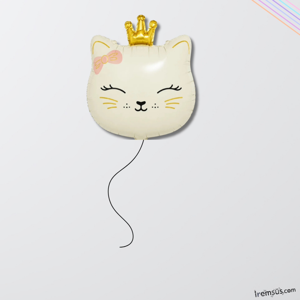 Kem Renk Miss Cat Figür Folyo Helyum Balon 45 cm