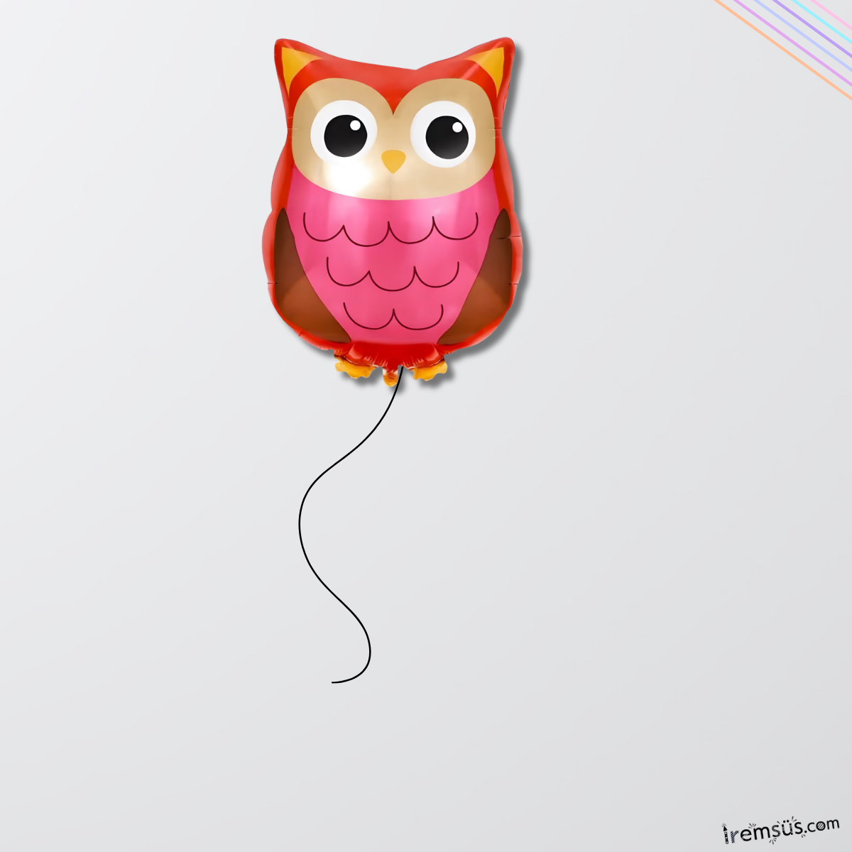 Baykuş Figür Kırmızı Renk Folyo Helyum Balon 54 cm Hayvan Şekilli Folyo Balon