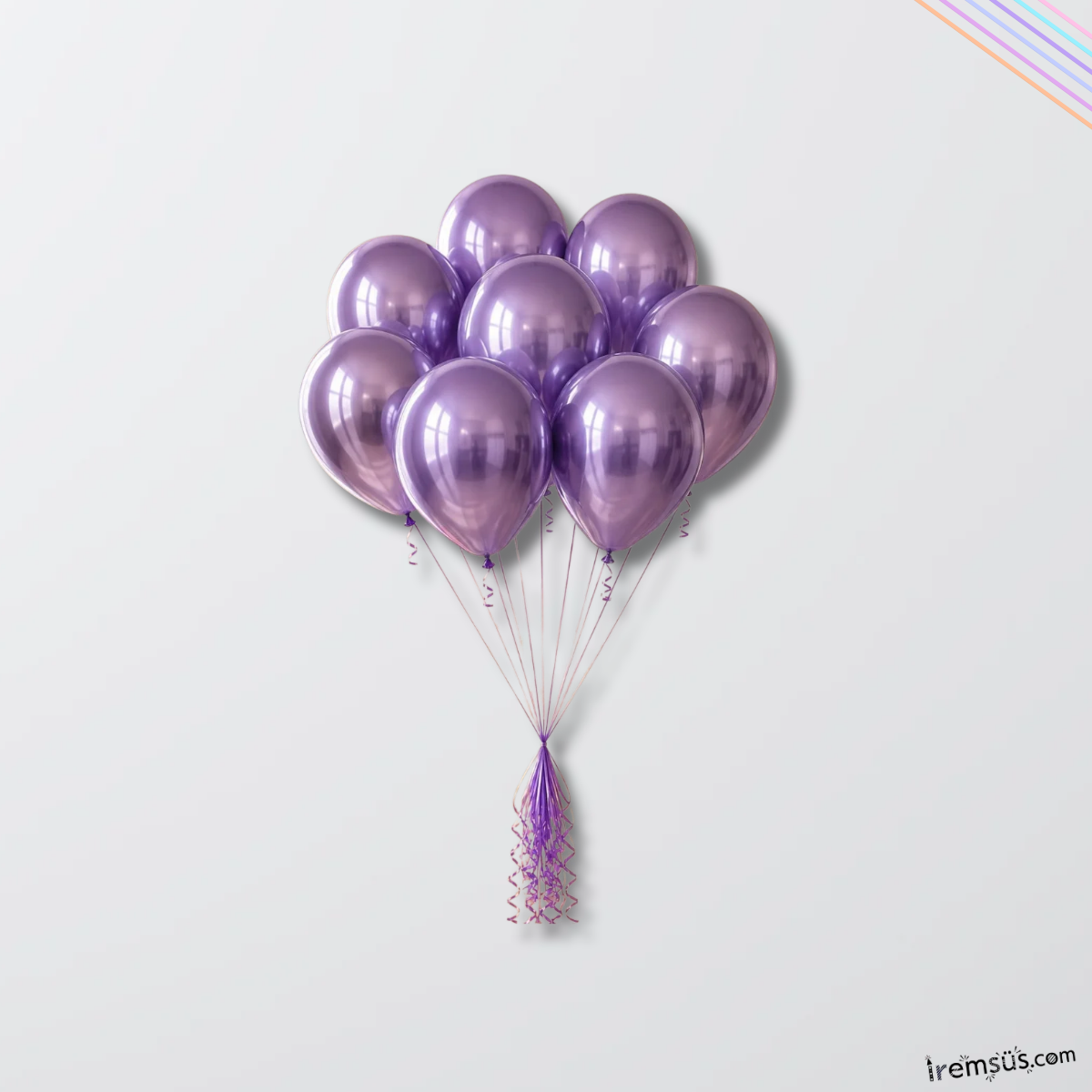 Krom Mor Renk Aynalı Balon 5 adet 12'' Mor Rengi Parlak Aynalı Süsleme Balonu