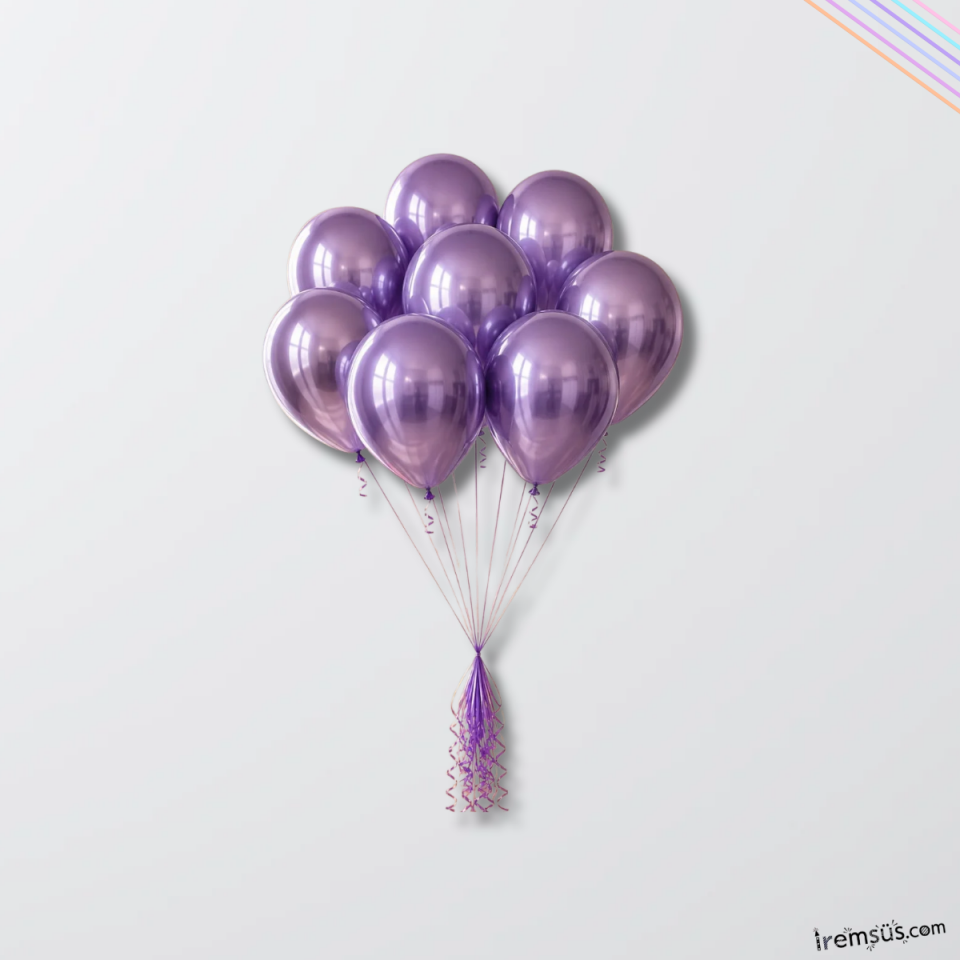 Krom Mor Renk Balon 5 adet 12''