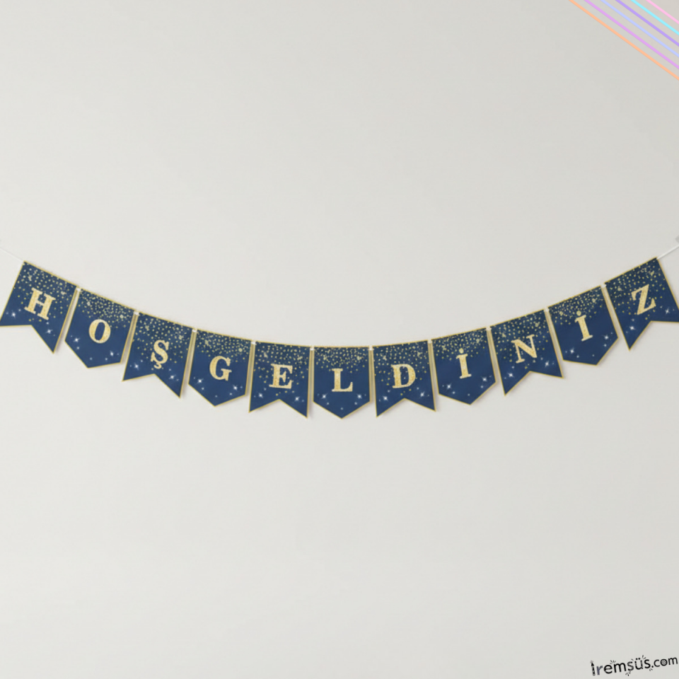 Hoşgeldiniz Yazılı İpli Duvar Yazısı Banner 220 cm Hoşgeldin Yazısı