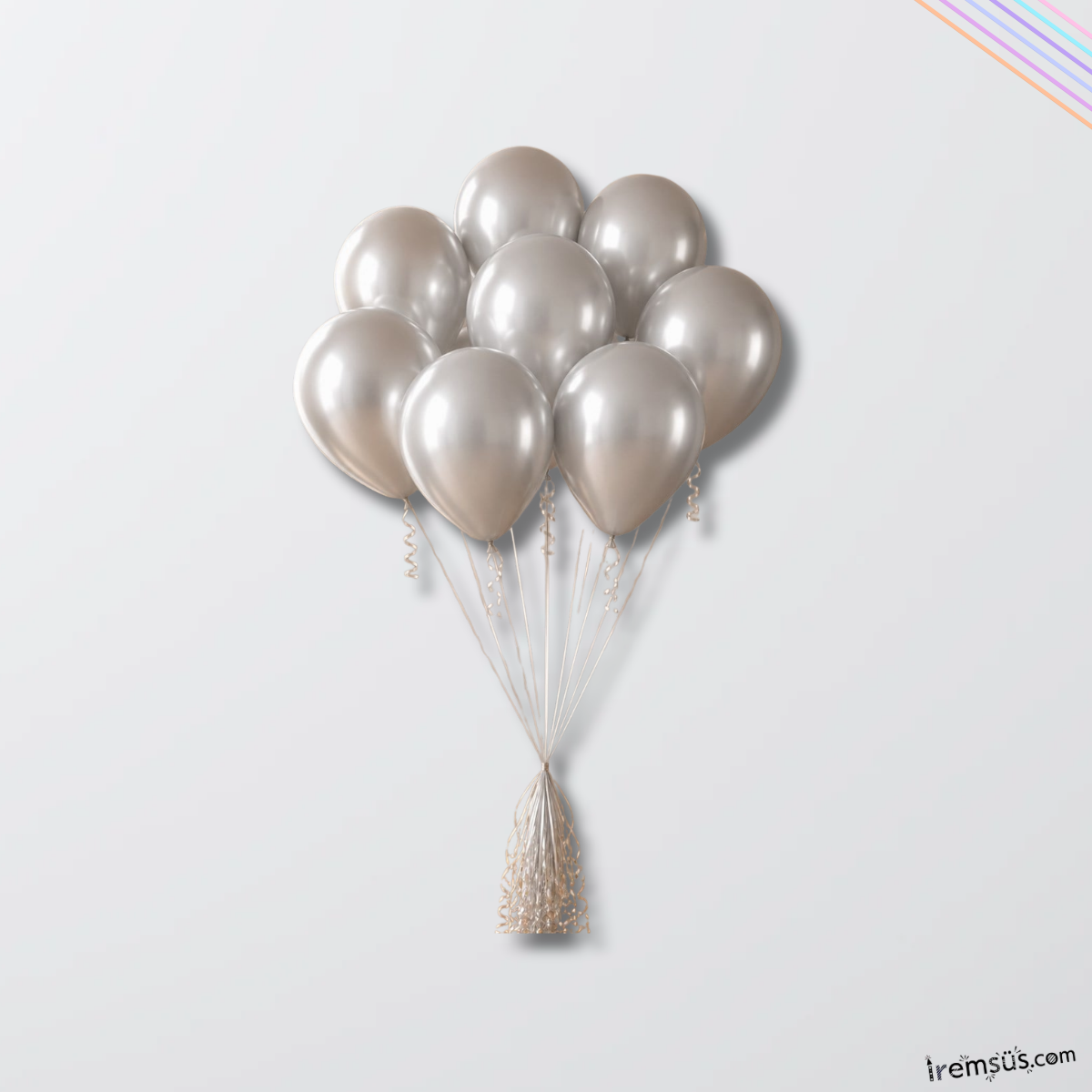 Krom Gümüş Renk Balon 5 adet 12''