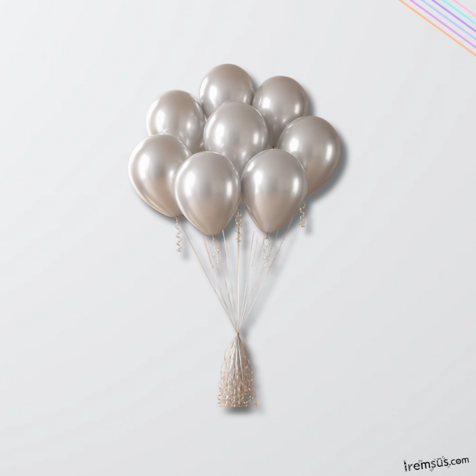 Krom Gümüş Renk Balon 5 adet 12''