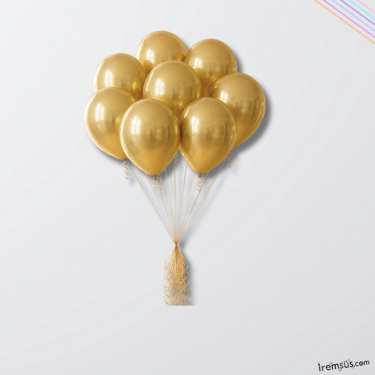 Krom Gold Renk Aynalı Balon 5 adet 12'' Altın Rengi Parlak Aynalı Süsleme Balonu