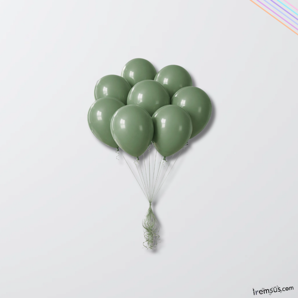 Küf Yeşil Renk Lateks Balon 10 Adet Küf Yeşil Okaliptus Renk Doğum Günü Süsleme Balonu