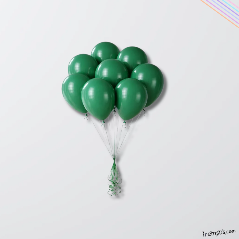 Koyu Yeşil Renk 10 Adet Balon Pastel Ton 12''