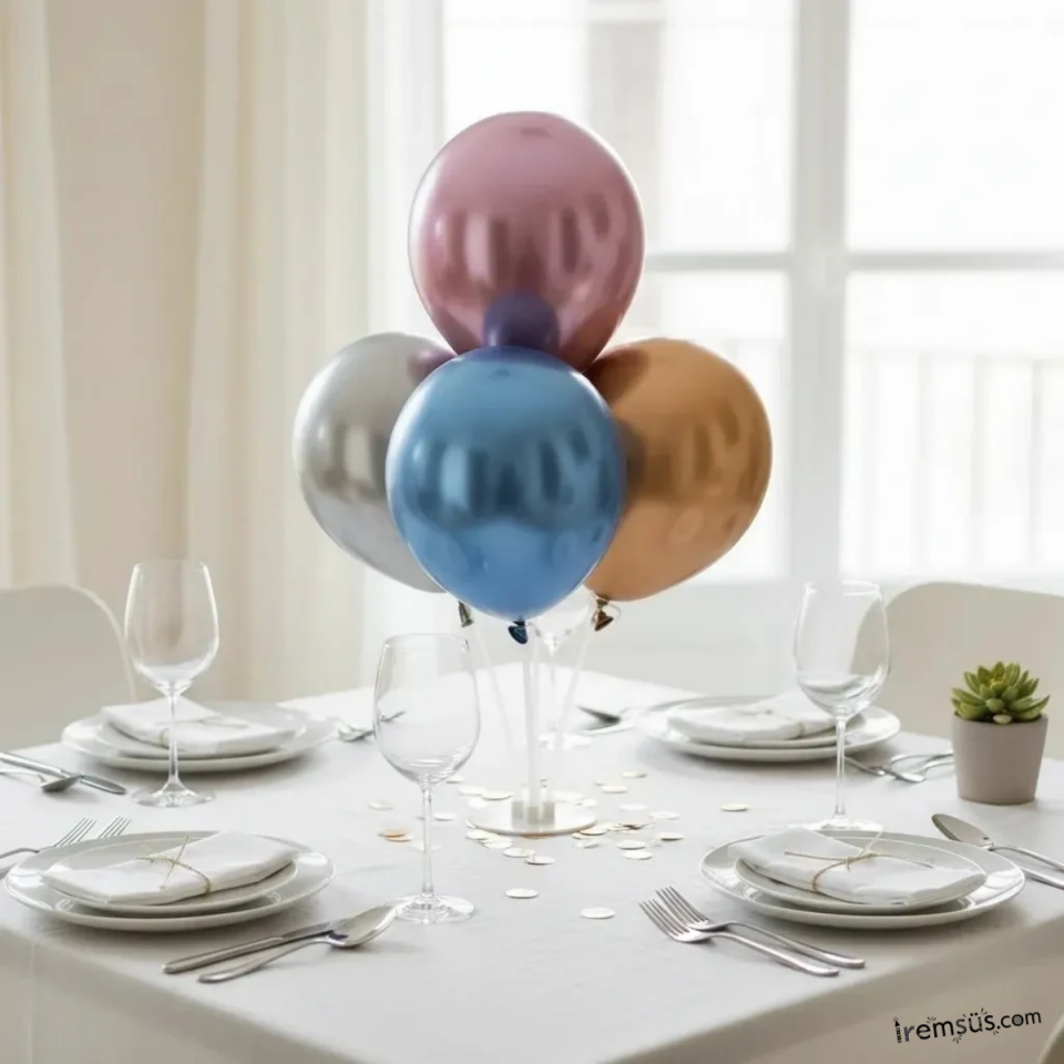 4 Lü Masa Üzeri Ayaklı Balon Standı 40 Cm 1 Adet Balon Standı Süslemesi