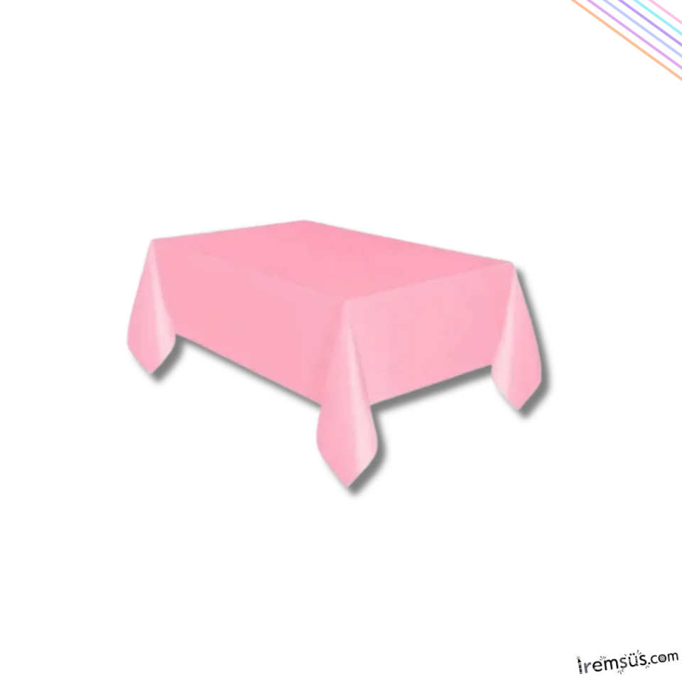 Pembe Renk Plastik Masa Örtüsü 120*180 cm 1 Adet Kullan at Masa Örtüsü