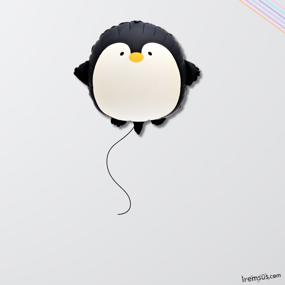 Mat Renk Penguen Figür Folyo Helyum Balon 59 Cm