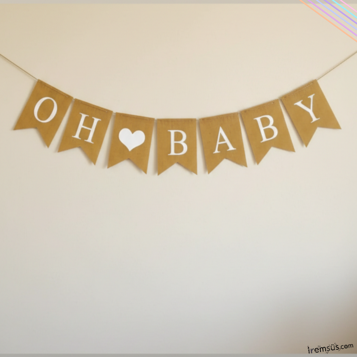 Oh Baby Yazılı Hasır Kumaş Banner Yazı Bebek Konsept Süsleme Yazı