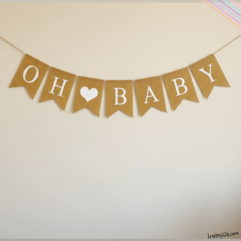 Oh Baby Yazılı Hasır Kumaş Banner Yazı Bebek Konsept Süsleme Yazı