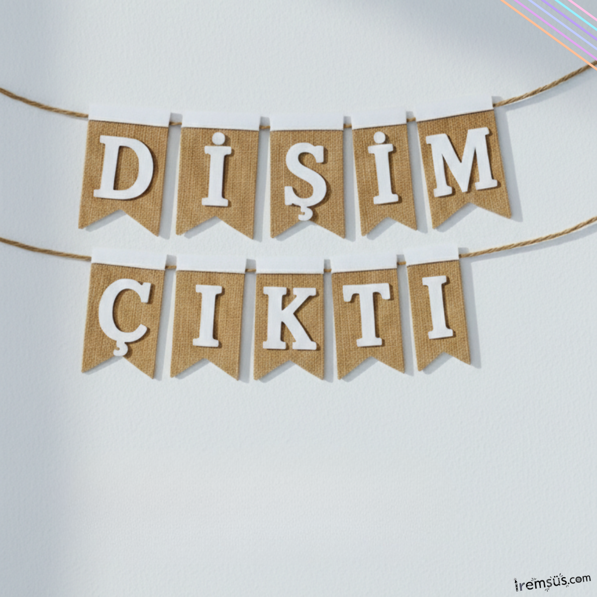 Dişim Çıktı Yazılı Hasır Kumaş Banner Diş Buğdayı Konsept Süsleme Yazı