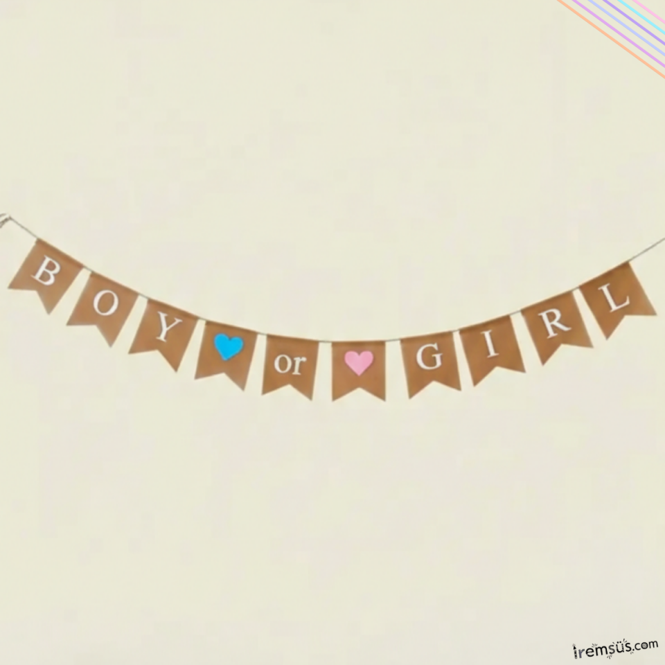 Boy Or Girl Yazılı Hasır Kumaş Banner Cinsiyet Partisi Konsept Süsleme Yazı