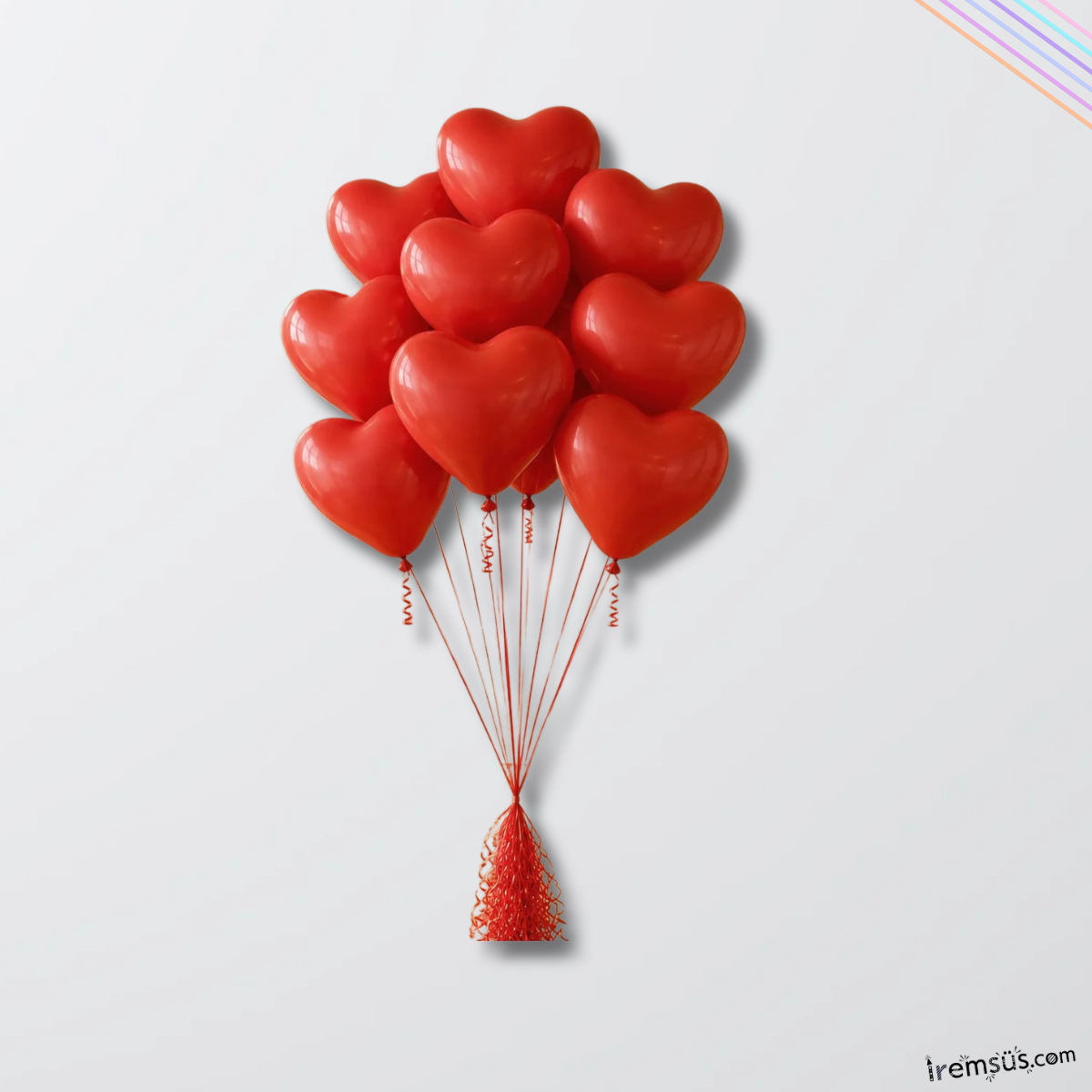 Kırmızı Renk Lateks Kalp Balon Plastik 12 inc 10 Adet Romantik Organizasyon Süslemeleri