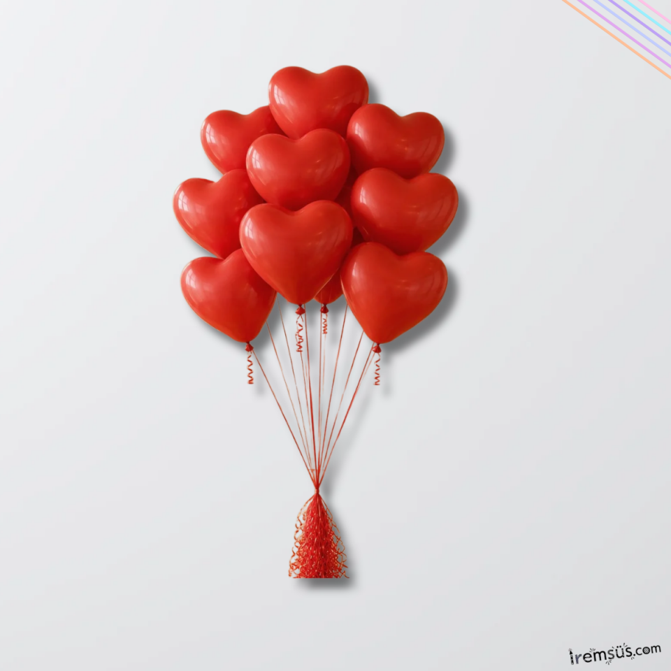 Kırmızı Renk Kalp Şekilli Balon 10 Adet 12''