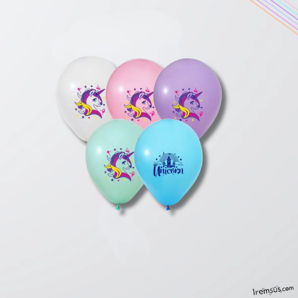 Unicorn Konsept Baskılı Balon 10 Adet 12''