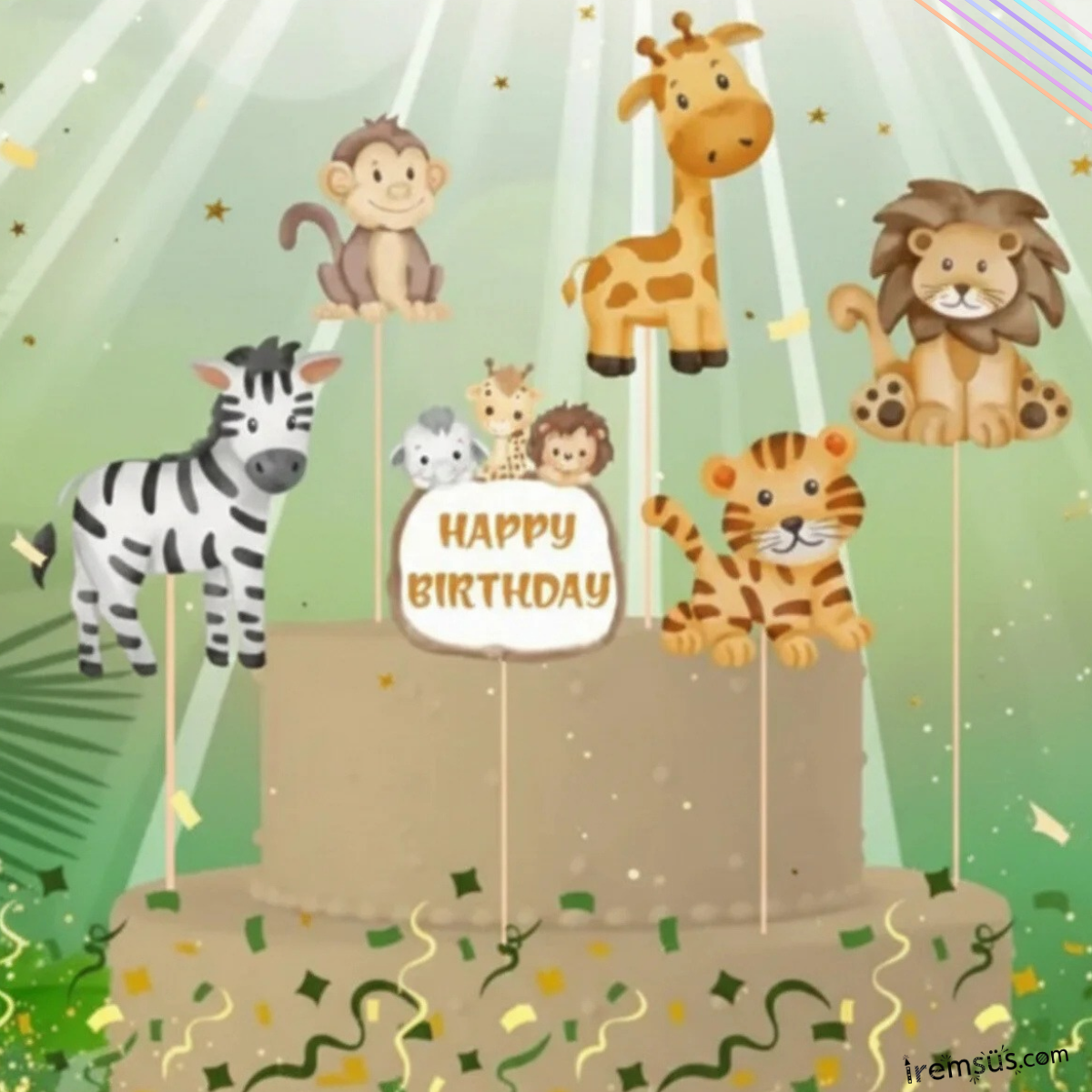 Safari Konsept Pasta Cupcake Büyük Boy Süsleme Kürdanı 6 Adet Safari Tema Parti Süsü