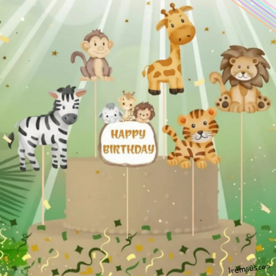 Safari Konsept Pasta Cupcake Büyük Boy Süsleme Kürdanı 6 Adet Safari Tema Parti Süsü