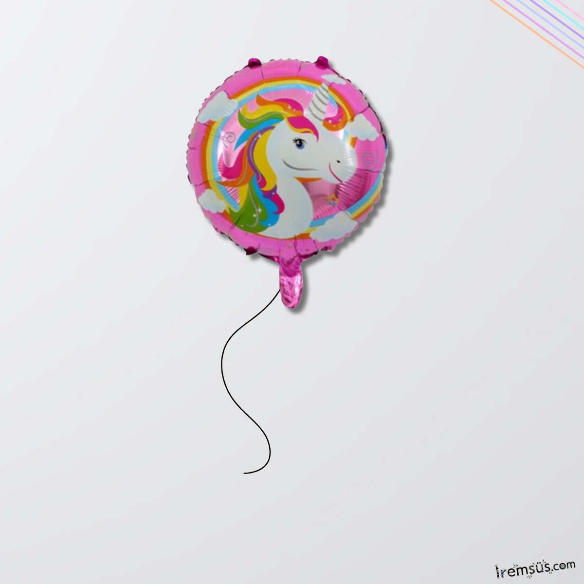 Unicorn Konsrpt Doğum Günü Yuvarlak Folyo Helyum Balon 18'' Unicorn Tema Balon Süslemesi