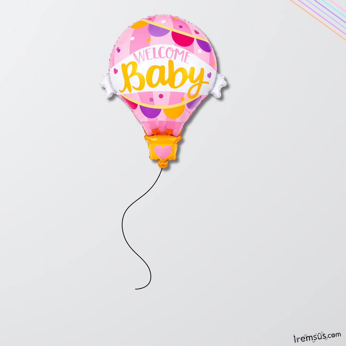 Welcome Baby Yazılı Pembe Renk Folyo Balon 85 CM