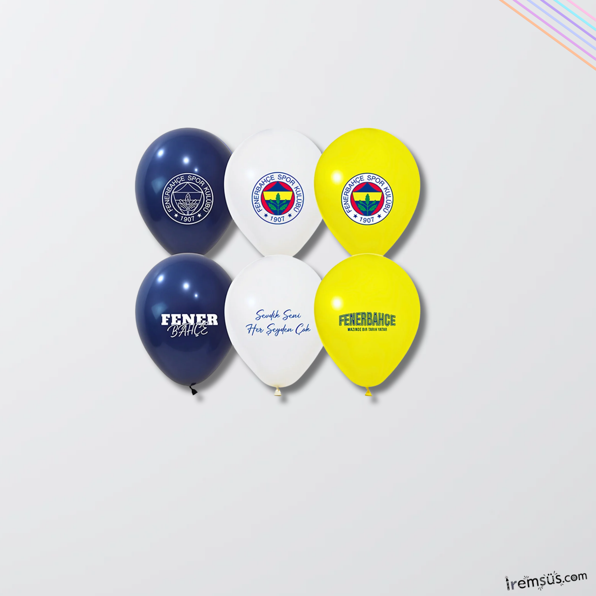 Lisanslı Fenerbahçe Logo Baskılı Balon 10 Adet Sarı Lacivert Beyaz Fenerbahçe Doğum Günü Süsleme
