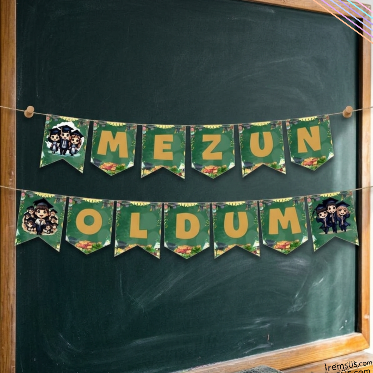 Mezun Oldum Yazılı Banner Süsleme Mezuniyet Partisi Süsleme Yazısı Sınıf Süsleme