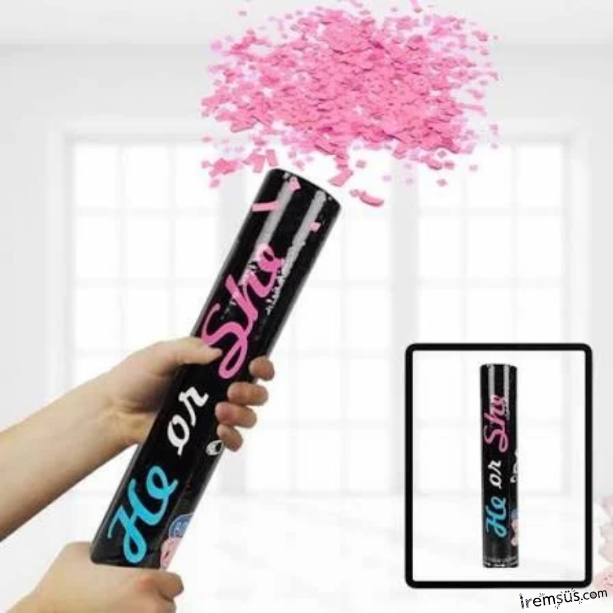 Cinsiyet Belirleme Partisi Pembe Renk Konfeti 30 cm 1 adet Kız Bebek Cinsiyet Partisi