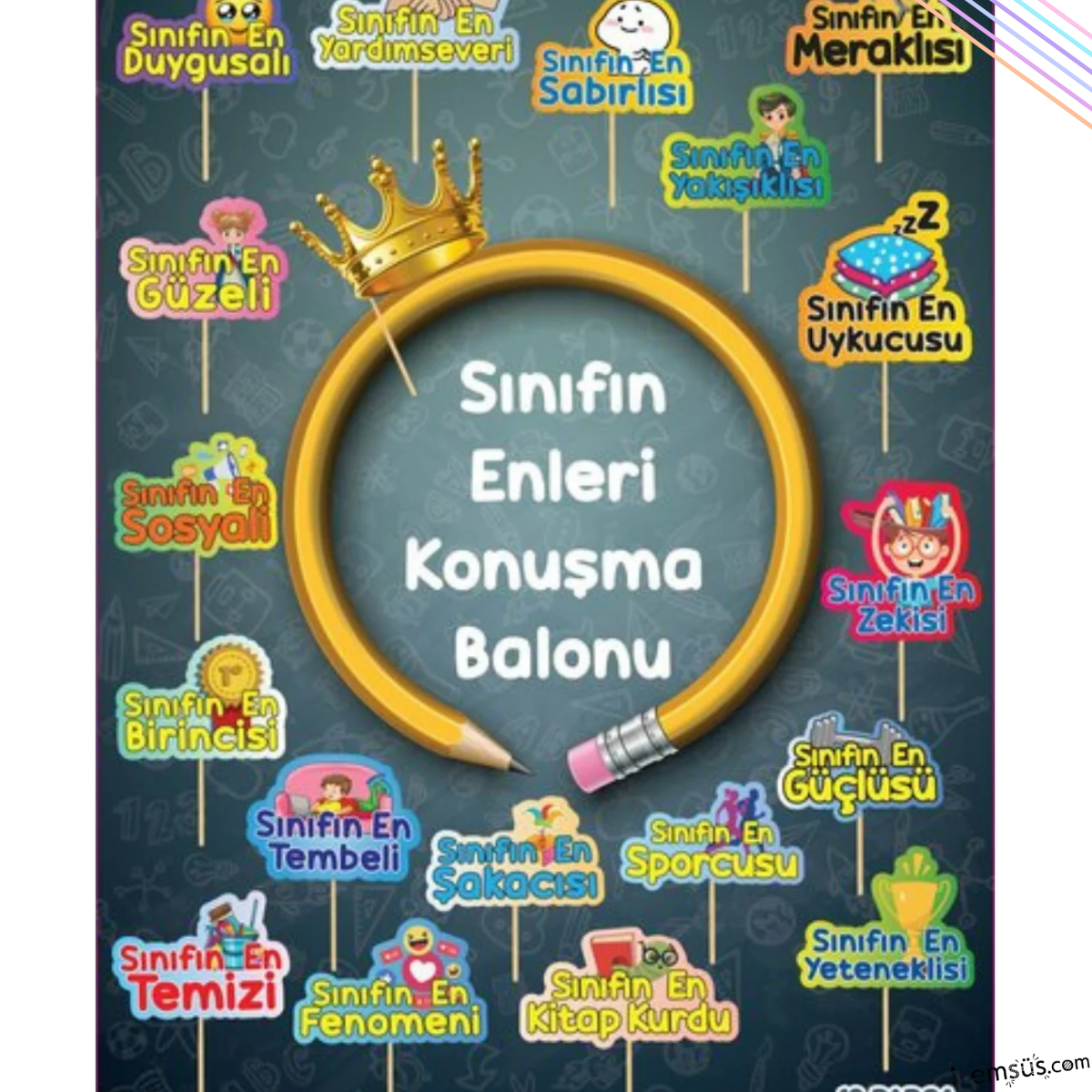 Sınıfın Enleri Mezuniyet Konuşma Balonu 19 lu Mezuniyet Eğlence Kartı