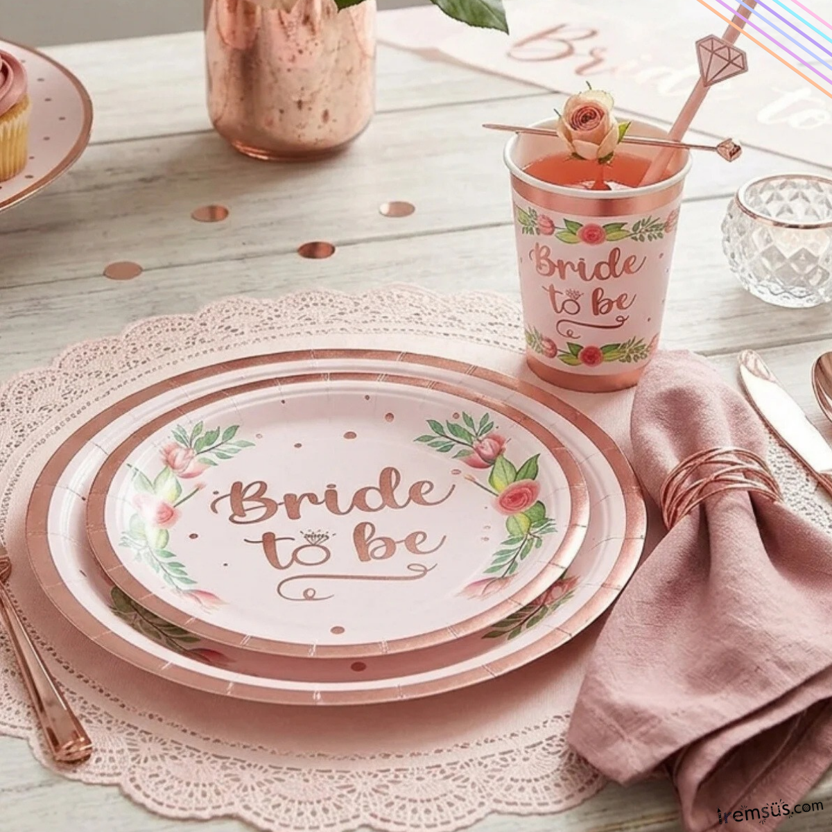 Bride To Be Konsept Karton Tabak Bardak Seti 8 Li Bekarlığa Veda Tabağı