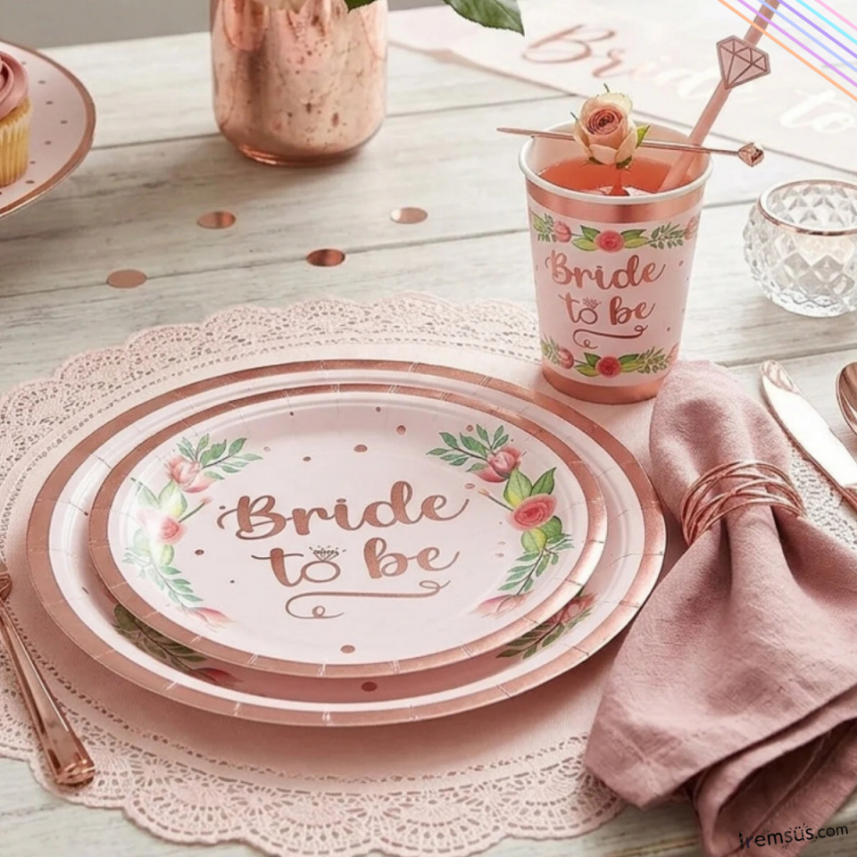 Bride To Be Konsept Karton Tabak Bardak Seti 8 Li Bekarlığa Veda Tabağı