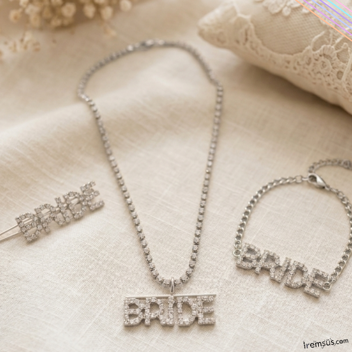 Bride To Be Partisi Taşlı Aksesuar Seti 3 lü Bekarlığa Veda Kolyesi