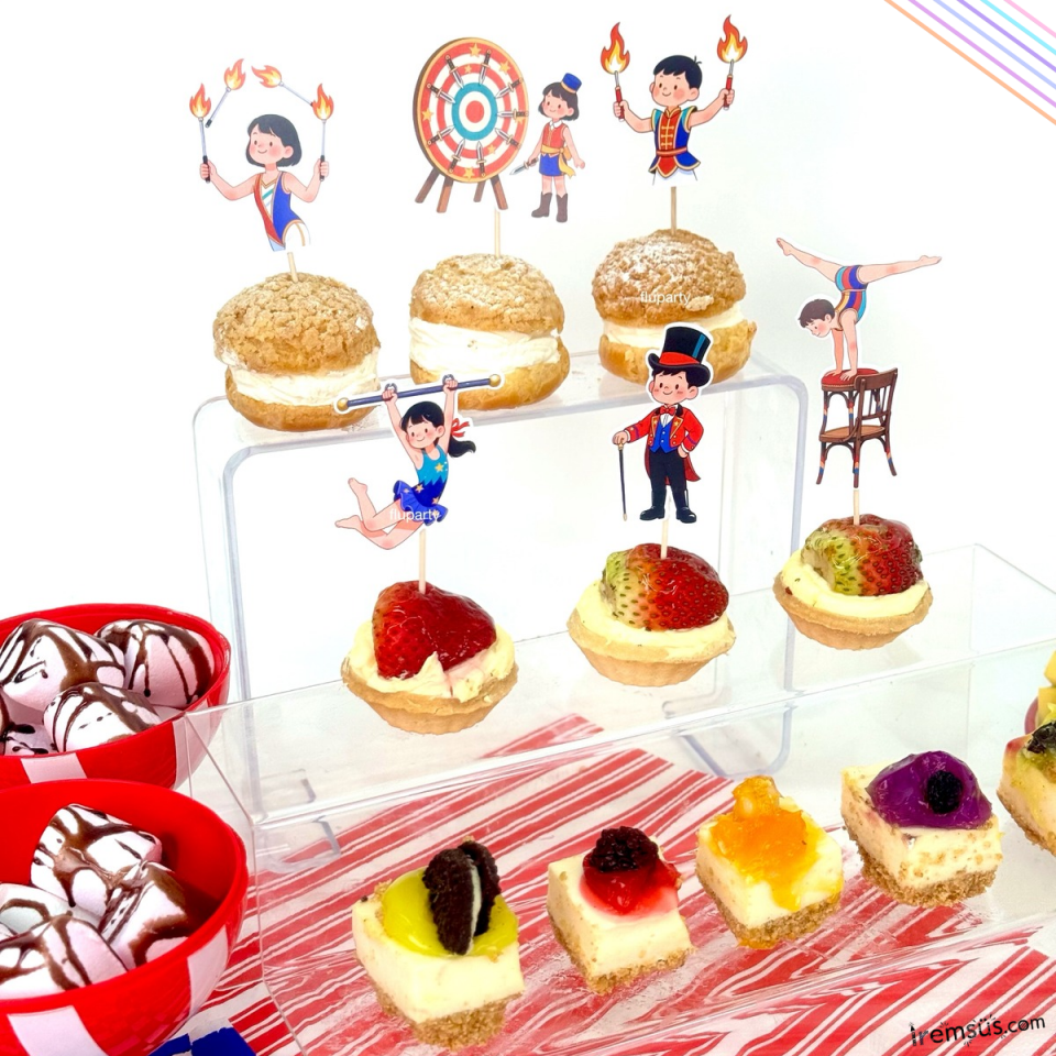 Sirk Tema Doğum Günü Partisi Cupcake Süslemesi 12 Adet Sirk Konsept Süsleme