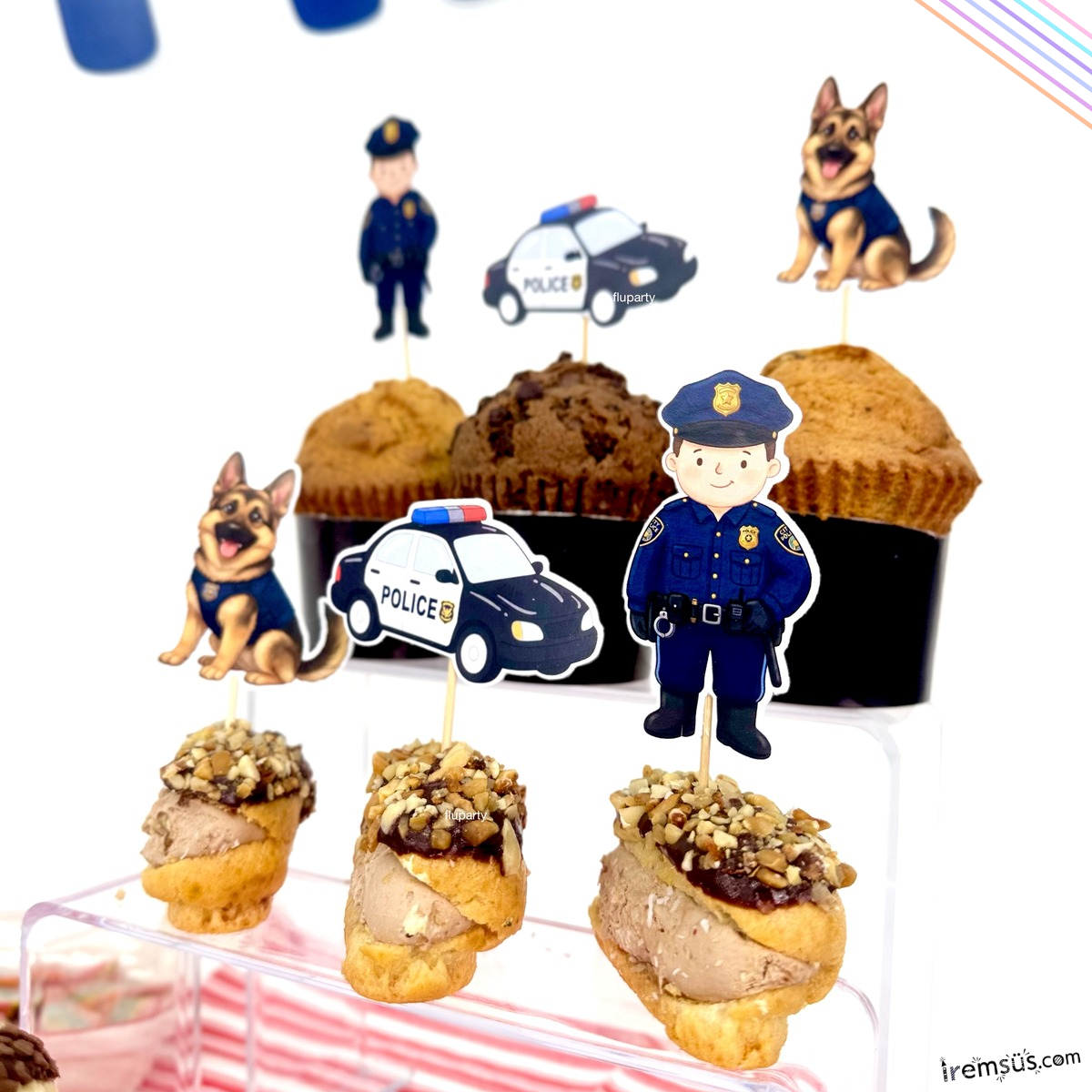 Polis Tema Doğum Günü Partisi Cupcake Süslemesi 12 Adet Polis Konsept Süsleme