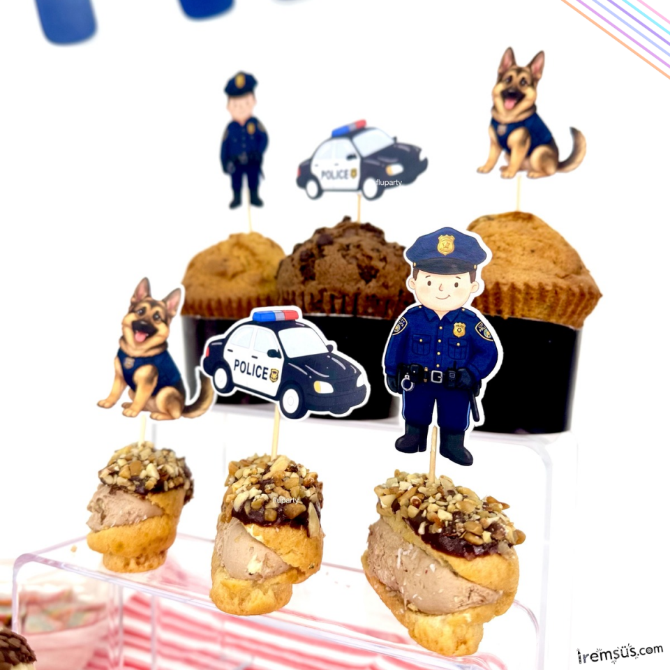 Polis Tema Doğum Günü Partisi Cupcake Süslemesi 12 Adet Polis Konsept Süsleme
