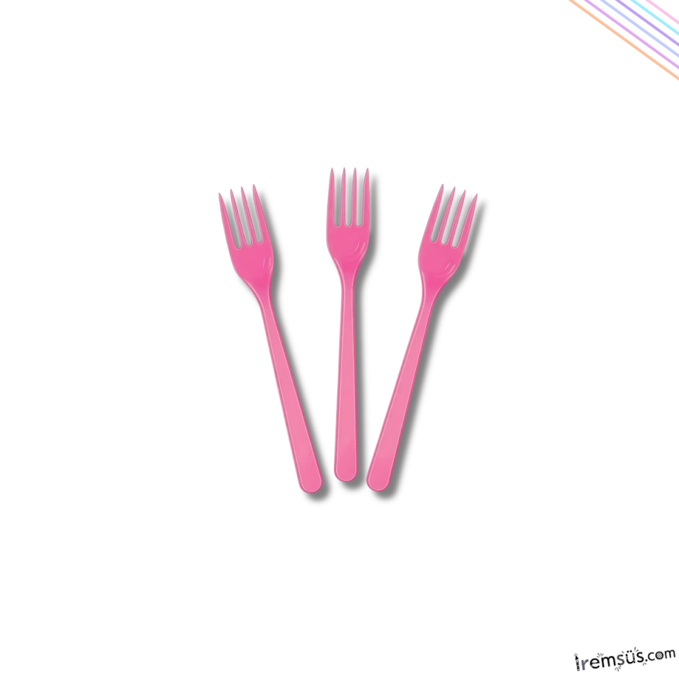 Pembe Renk Plastik Çatal 25 Adet Pembe Konsept Kullan At Kaliteli Çatal