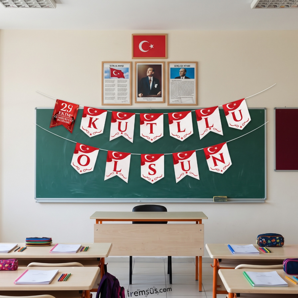 29 Ekim Cumhuriyet Bayramı Kutlu Olsun Banner Yazı 190 cm 29 Ekim Yazı Süslemesi