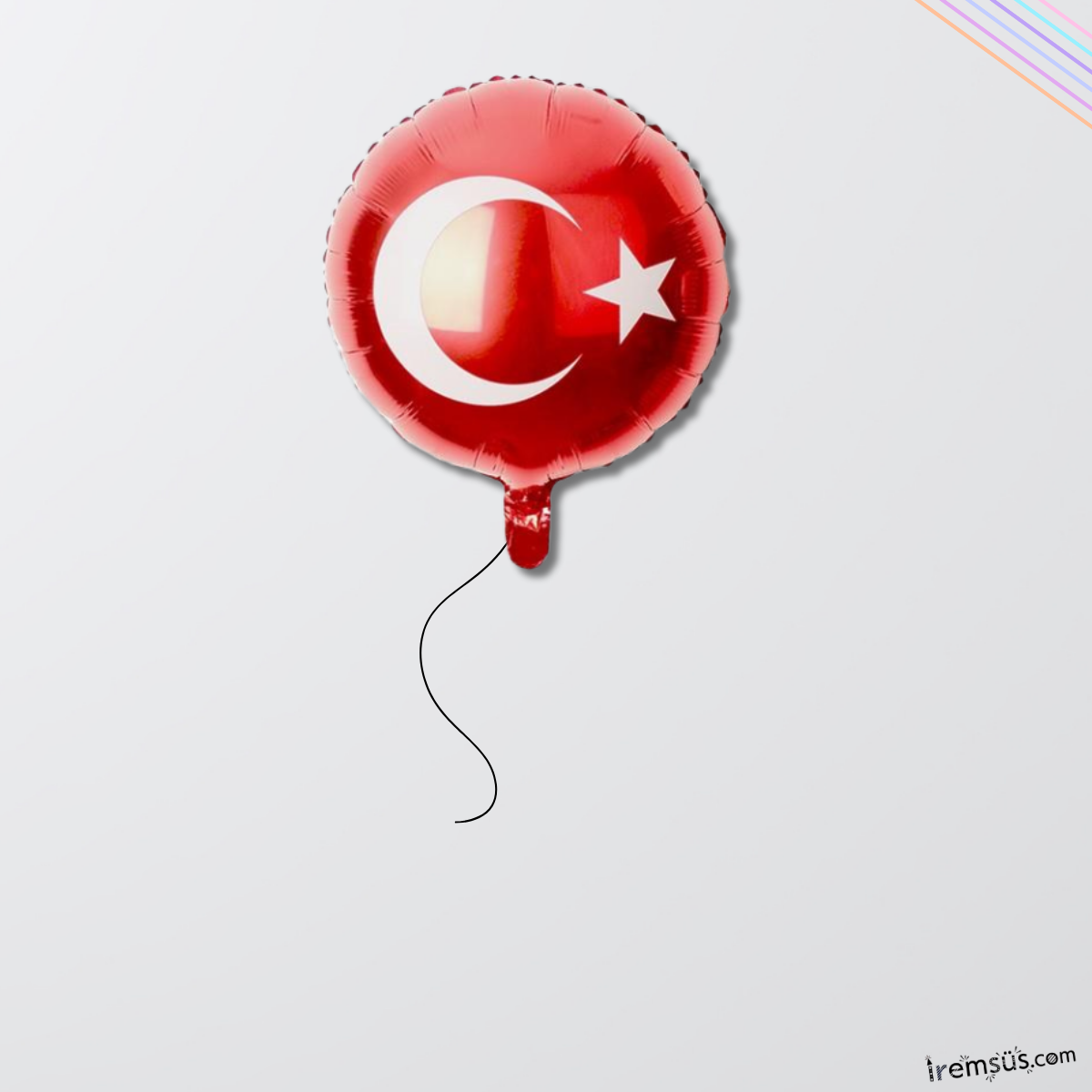 Türk Bayrağı Baskılı Yuvarlak Folyo Helyum Balon 45 Cm