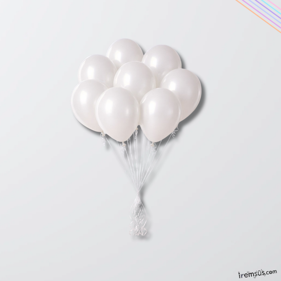 Beyaz Metalik Balon 10'lu