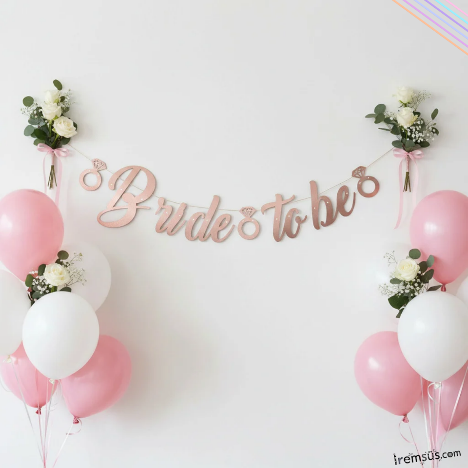 Bride To Be Yazılı Kaligrafi Banner Yazısı Rose Gold Renk Bekarlığa Veda Partisi Süslemesi 170 cm
