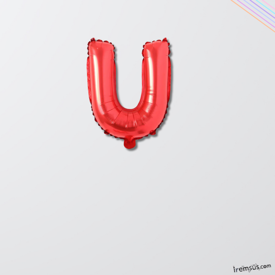 U-Ü Harfi Doğum Günü Kırmızı Renk Folyo Balon 16'' 36 Cm U-Ü Harf Folyo Balon Red Konsept