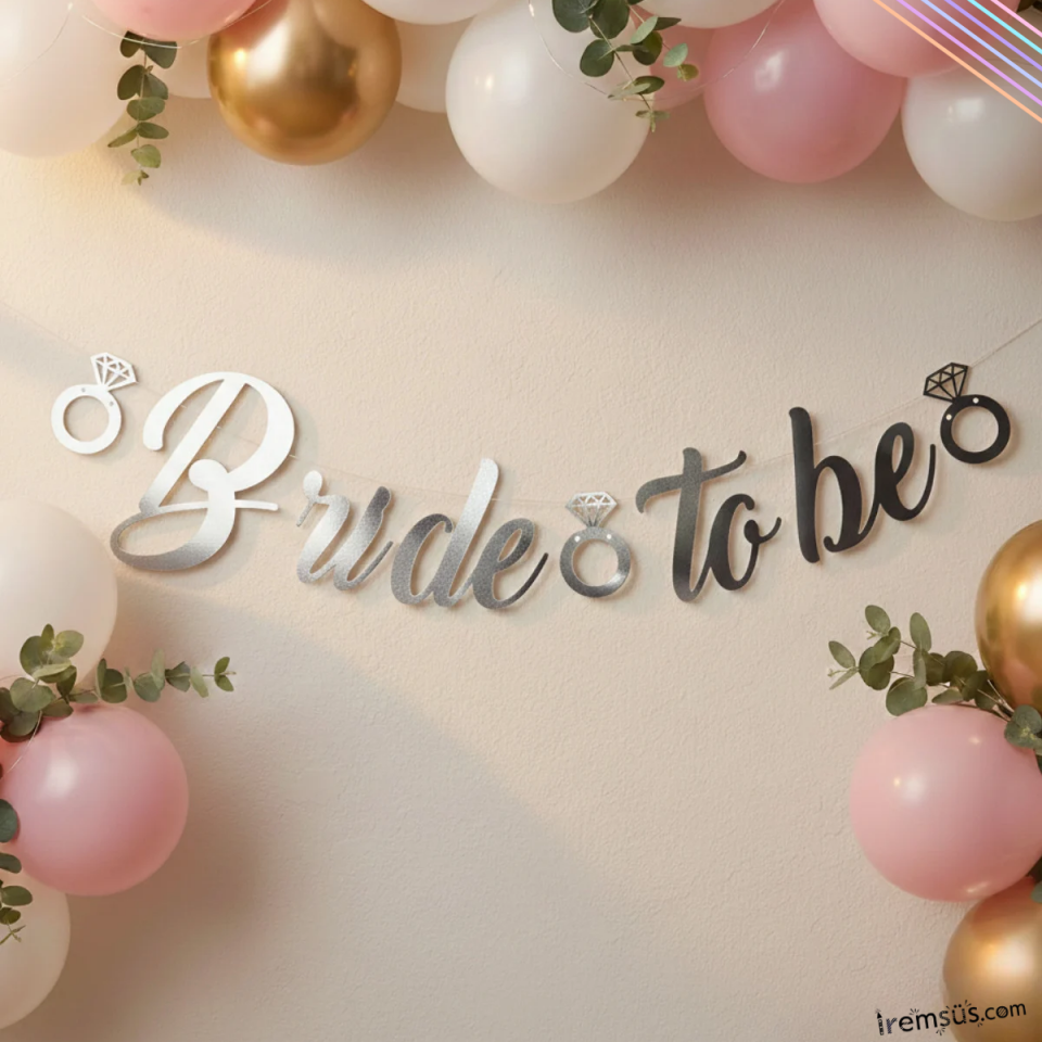 Bride To Be Yazılı Kaligrafi Banner Yazısı Gümüş Renk Bekarlığa Veda Partisi Süslemesi 170 cm