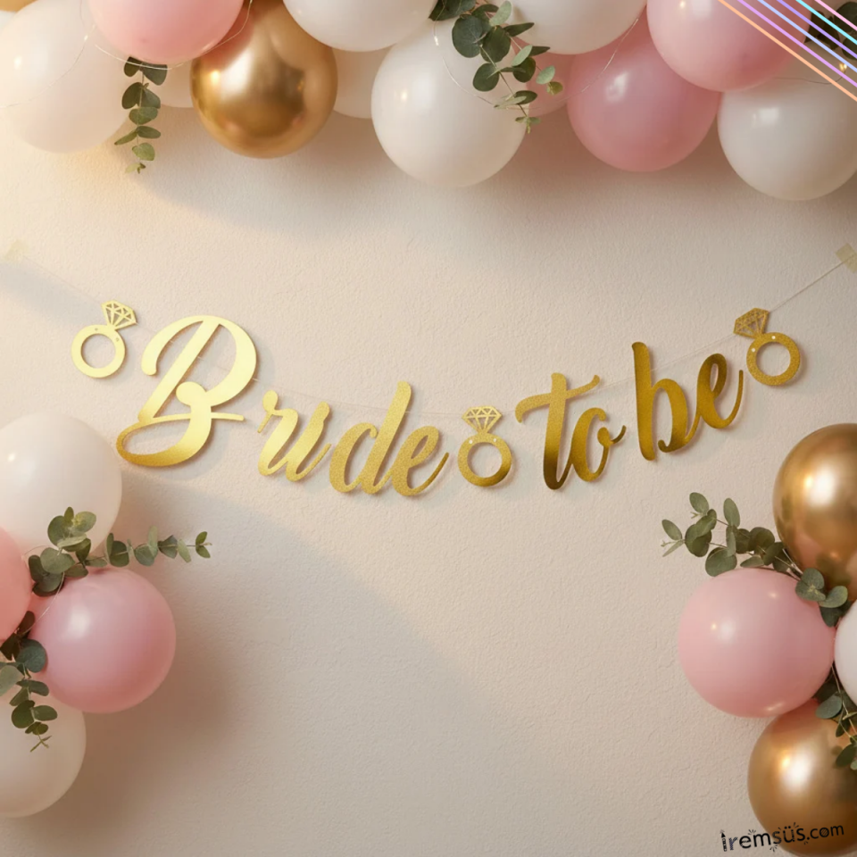 Bride To Be Yazılı Kaligrafi Banner Yazısı Gold Renk Bekarlığa Veda Partisi Süslemesi 170 cm