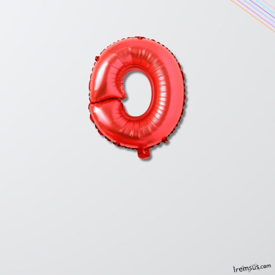 O-Ö Harfi Doğum Günü Kırmızı Renk Folyo Balon 16'' 36 Cm O-Ö Harf Folyo Balon Red Konsept