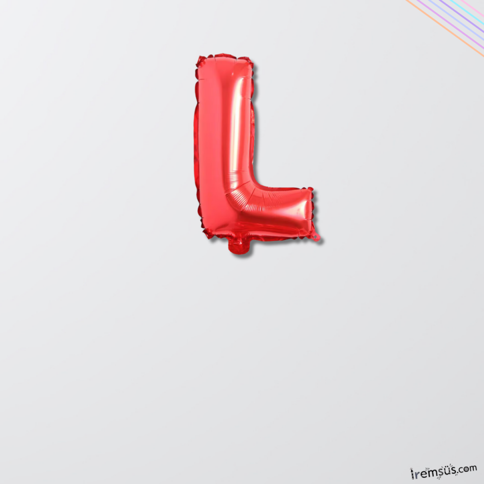 L Harfi Doğum Günü Kırmızı Renk Folyo Balon 16'' 36 Cm L Harf Folyo Balon Red Konsept