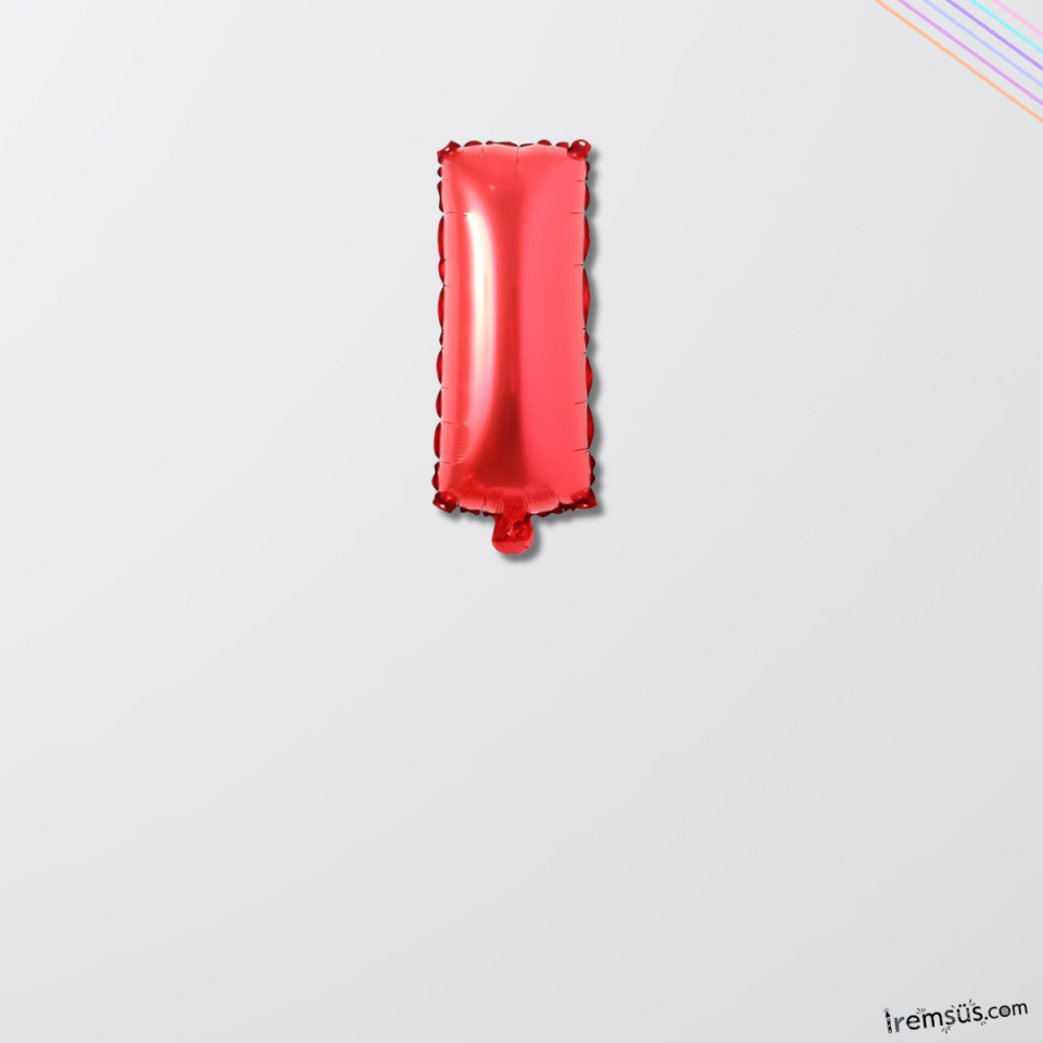 I-İ Harfi Doğum Günü Kırmızı Renk Folyo Balon 16'' 36 Cm I-İ Harf Folyo Balon Red Konsept