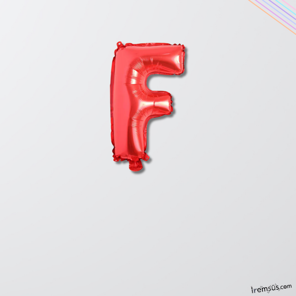 F Harfi Doğum Günü Kırmızı Renk Folyo Balon 16'' 36 Cm F Harf Folyo Balon Red Konsept