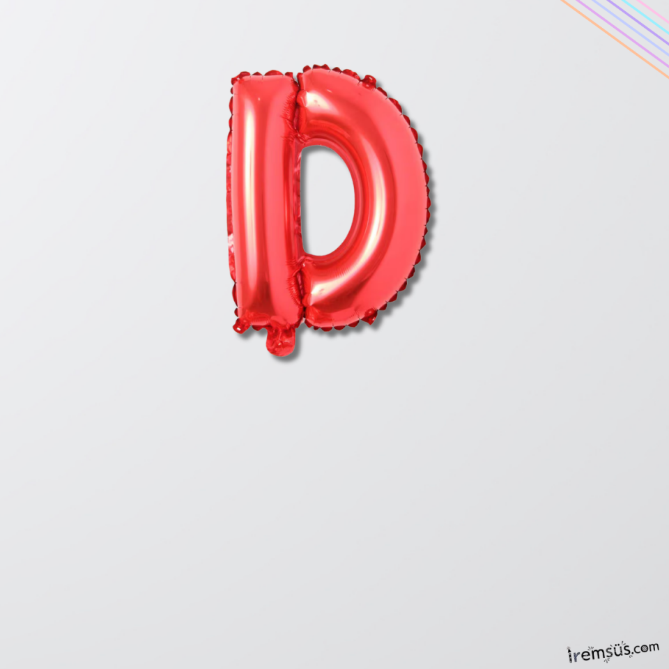 D Harfi Doğum Günü Kırmızı Renk Folyo Balon 16'' 36 Cm D Harf Folyo Balon Red Konsept