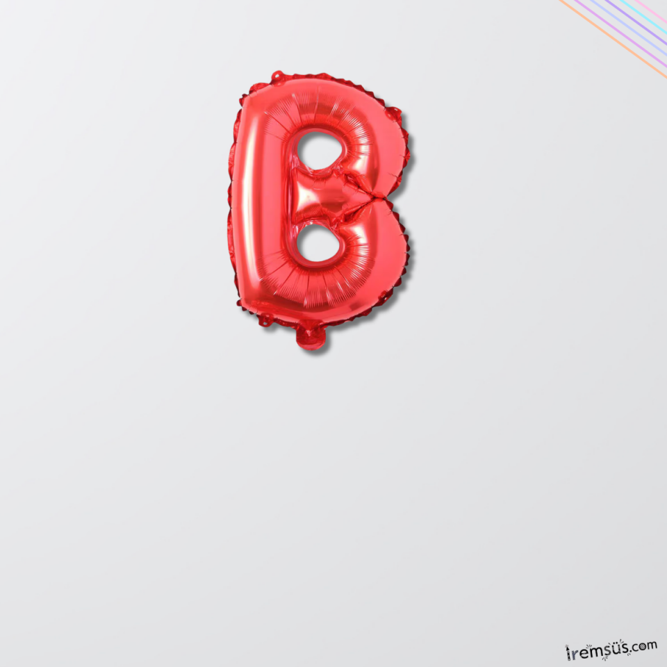 B Harfi Doğum Günü Kırmızı Renk Folyo Balon 16'' 36 Cm B Harf Folyo Balon Red Konsept