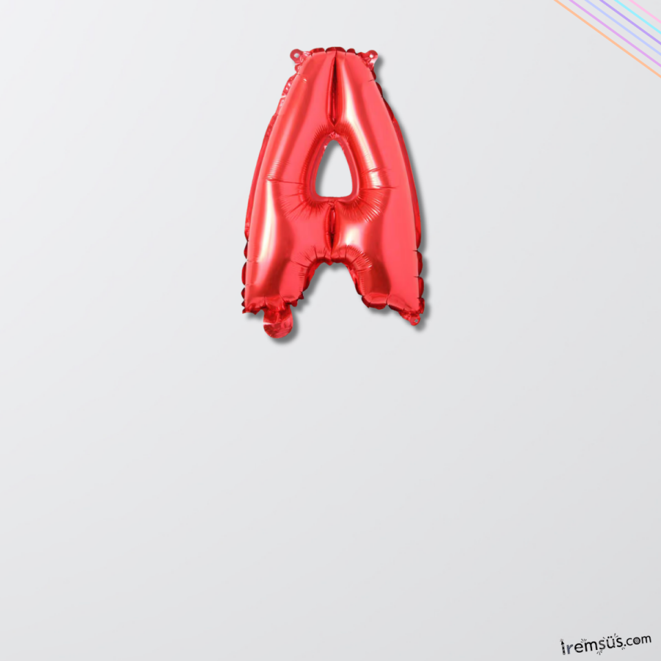 A Harfi Doğum Günü Kırmızı Renk Folyo Balon 16'' 36 Cm A Harf Folyo Balon Red Konsept